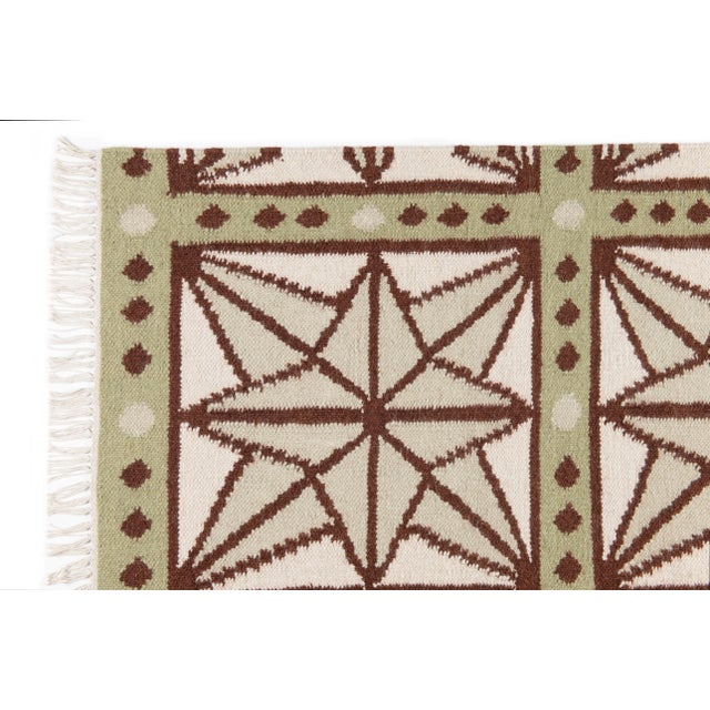 Transitional Part & Parcel Goods Wool Star Rug, 15' x 20', Celadon, Chocolate, Sage and Eggshell For Sale - Image 3 of 5