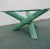 Mid century modern Bamboo tripod form base with green painted finish , round glass top