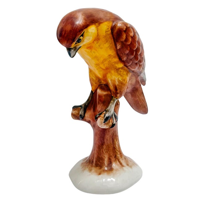 Vintage Italian Ceramic Birds of Prey Sculptures – Pair of Falcons / Hawks For Sale - Image 9 of 11