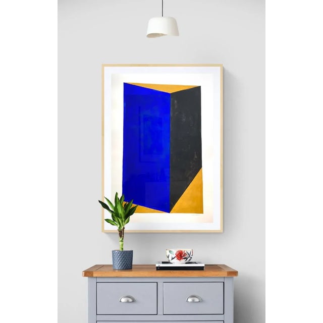 Large geometric abstract in fresh color scheme to brighten your world. Hand painted original gouache on paper in tones of...