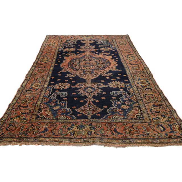 Jacobean Antique Persian Malayer Rug - 03'11 X 05'11 For Sale - Image 3 of 10