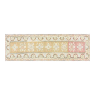 1960s Vintage Turkish Anatolian Hand Knotted Runner Rug With Soft Texture,2'7"X9'2" For Sale