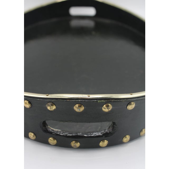 Mid Century Modern Black and Gold Wooden Tray For Sale - Image 4 of 10