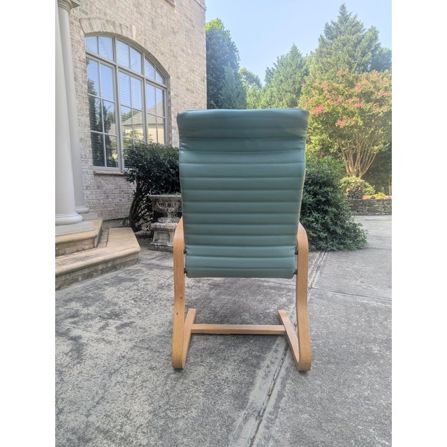 Wood Mid Century Modern Thonet Bentwood Vinyl Cantilever Arm Chair For Sale - Image 7 of 15