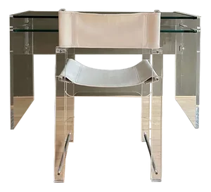 French Desk with Chair, 1980s, Set of 2