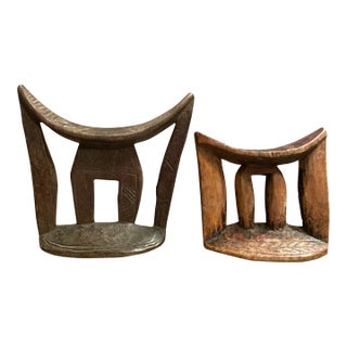African Carved Arussi Headrests- a Pair For Sale