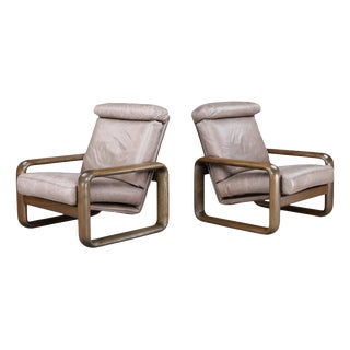 Hombre Leather Lounge Chairs by Burkhard Vogtherr for Rosenthal, Germany, 1970, Set of 2 For Sale