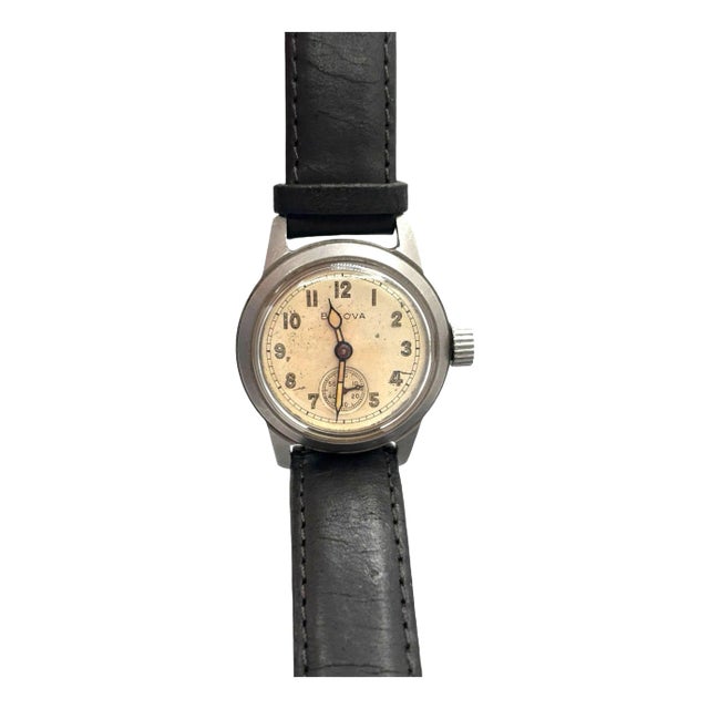 Mid-Century Bulova 1917-H Us Military Issued Korean War Era Wrist Watch For Sale