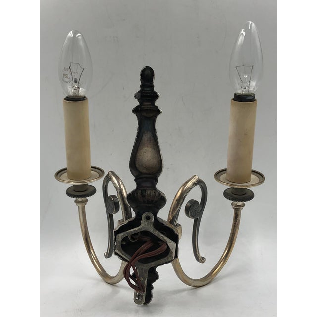 Chandelier and Wall Sconces in Silver and Crystal Glass, 1940s, Set of 3 For Sale - Image 16 of 18