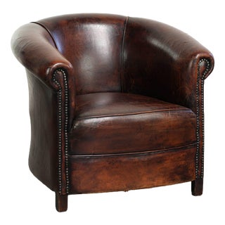 Vintage Sheepskin Club Armchair For Sale