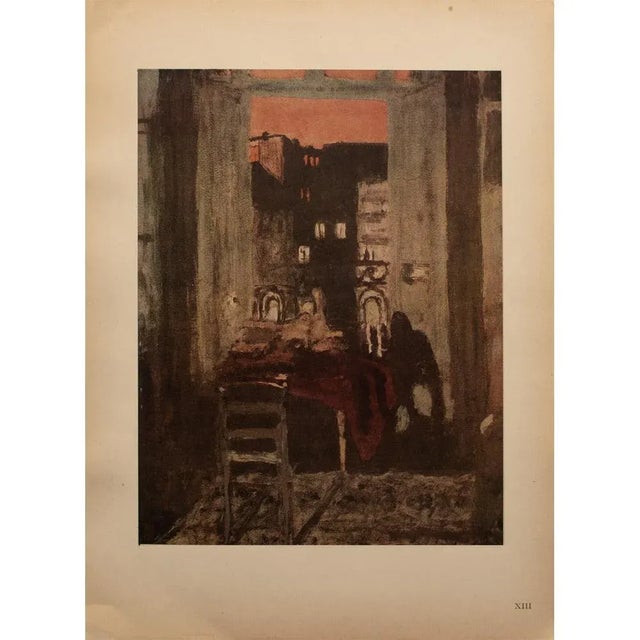 A rare vintage full color offset lithograph print after painting "The Parisian Night" (1920) by French painter, decorative...