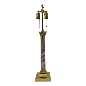 Vintage Classical Column Rouge Marble Lamp