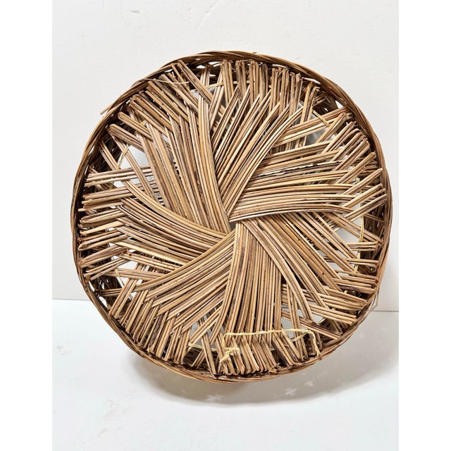 Vintage Woven Rattan Napkin Rings With Matching Tray – Set of 6 - Coastal Entertaining Tabletop Basket Set For Sale - Image 4 of 9