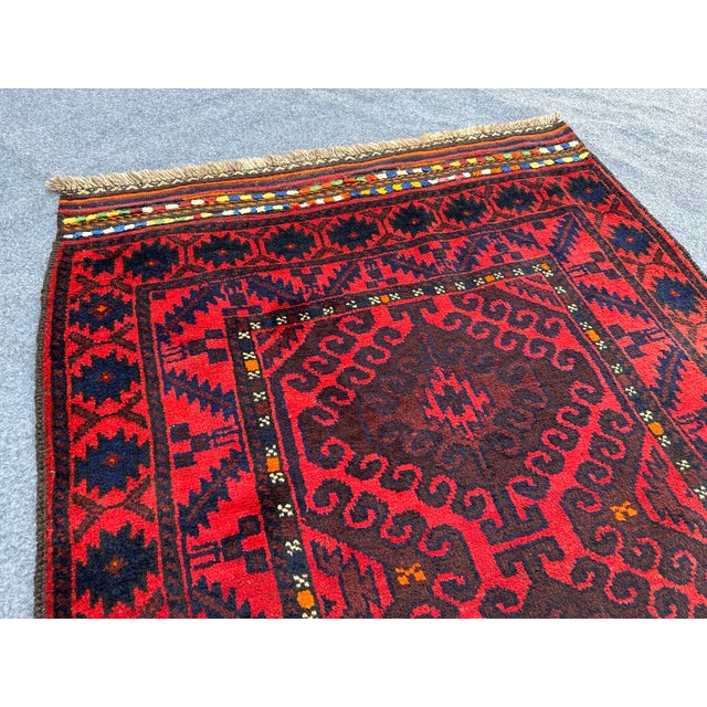 1970s Vintage Baluch Afghan Rug, Hand Knotted Tribal Zanjiri Rug For Sale - Image 5 of 6