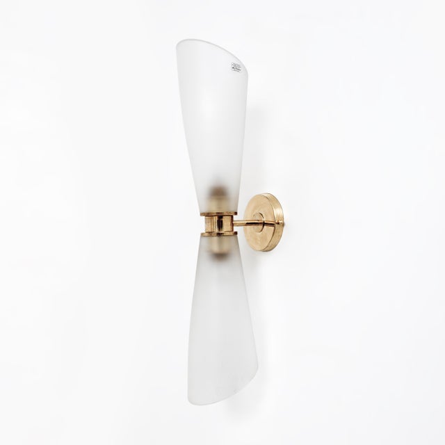 Satin Frosted Murano Glass Wall Sconces, 2000, Set of 2 For Sale - Image 4 of 8