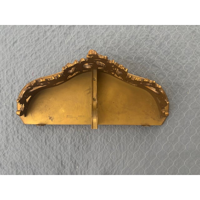 French Mid 20th Century Syroco Wood Gold Demilune Ornate Curved Wall Shelf For Sale - Image 3 of 11