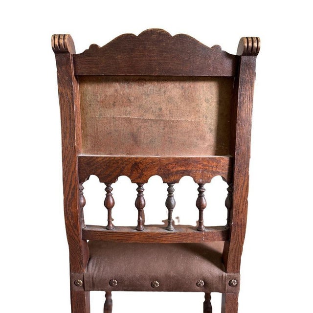 Antique 19th Century French Henry II Style Walnut Dining/Side/Accent Chairs With Suede Upholstery - Set of 2 For Sale - Image 11 of 11