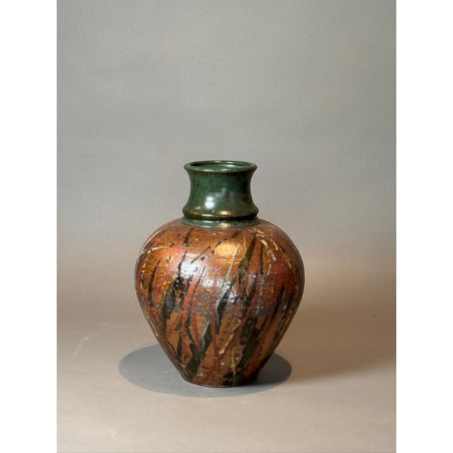 Mid 20th Century Mid 20th Century Signed Handcrafted Stoneware Vase With Rich Earthy Glaze For Sale - Image 5 of 5