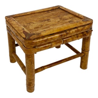 Vintage Scorched Bamboo Plant Stand or Riser For Sale