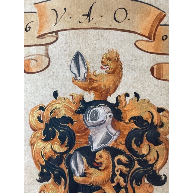 Paper Antique Original 1601 Latin Armorial Coat of Arms Heraldic Painting Manuscript For Sale - Image 7 of 11