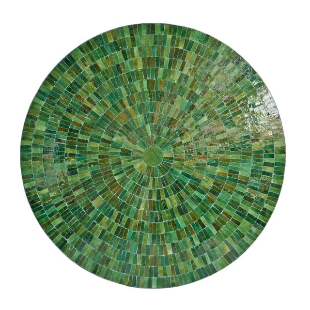 Mediterranean Emerald Green Pinwheel Mosaic Coffee Table For Sale - Image 3 of 5