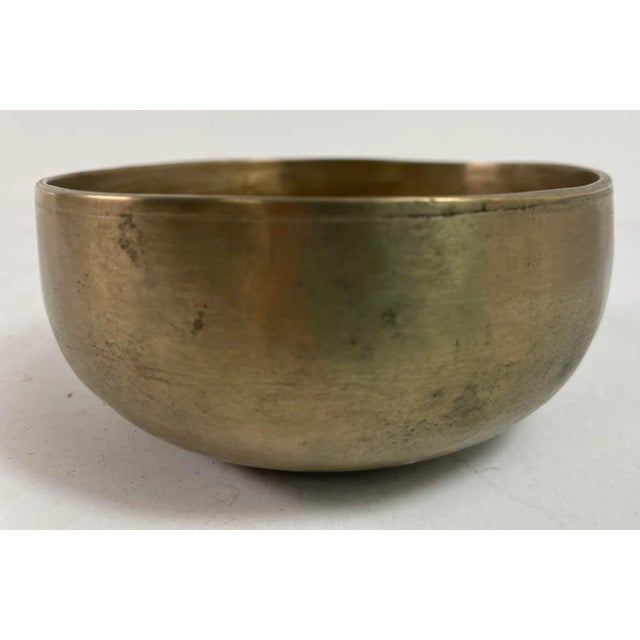 Vintage Asian Bronze Singing Hammered Bowl For Sale - Image 9 of 12
