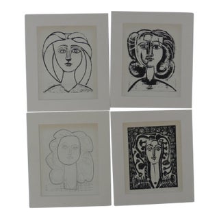 After Picasso, Four Lithographs "Tete De Jeune Fille" Bruxelles 1956 For Sale