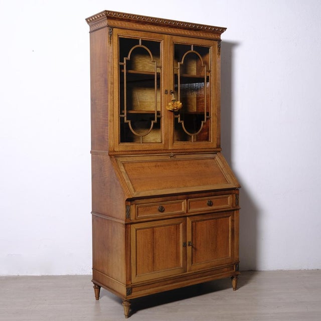 Louis XVI Display Cabinet with Flap Secretaire, Italy, 1950s For Sale - Image 4 of 18