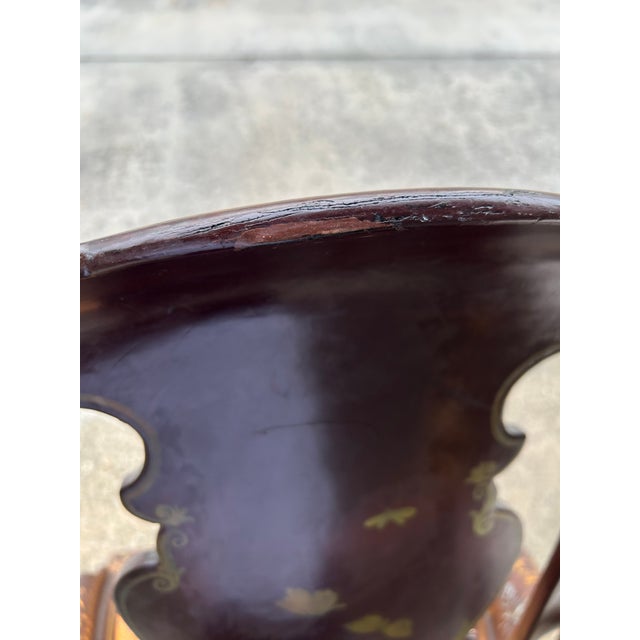 Pair of Mid Victorian Mother of Pearl Inlaid Papier Mâché Gilt Decor. Both chairs are sturdy and good aging condition. One...