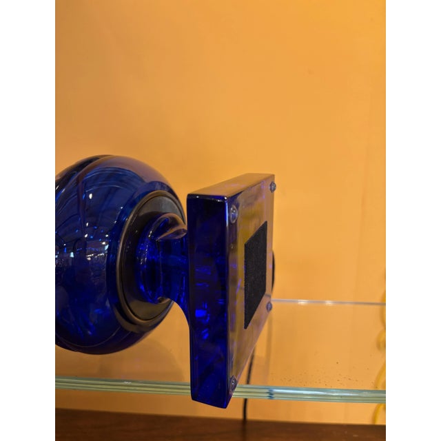 Elegant blue crystal lamp, Italian manufacture from the 1970s. European Plug (up to 250V).The wiring of this item may be...