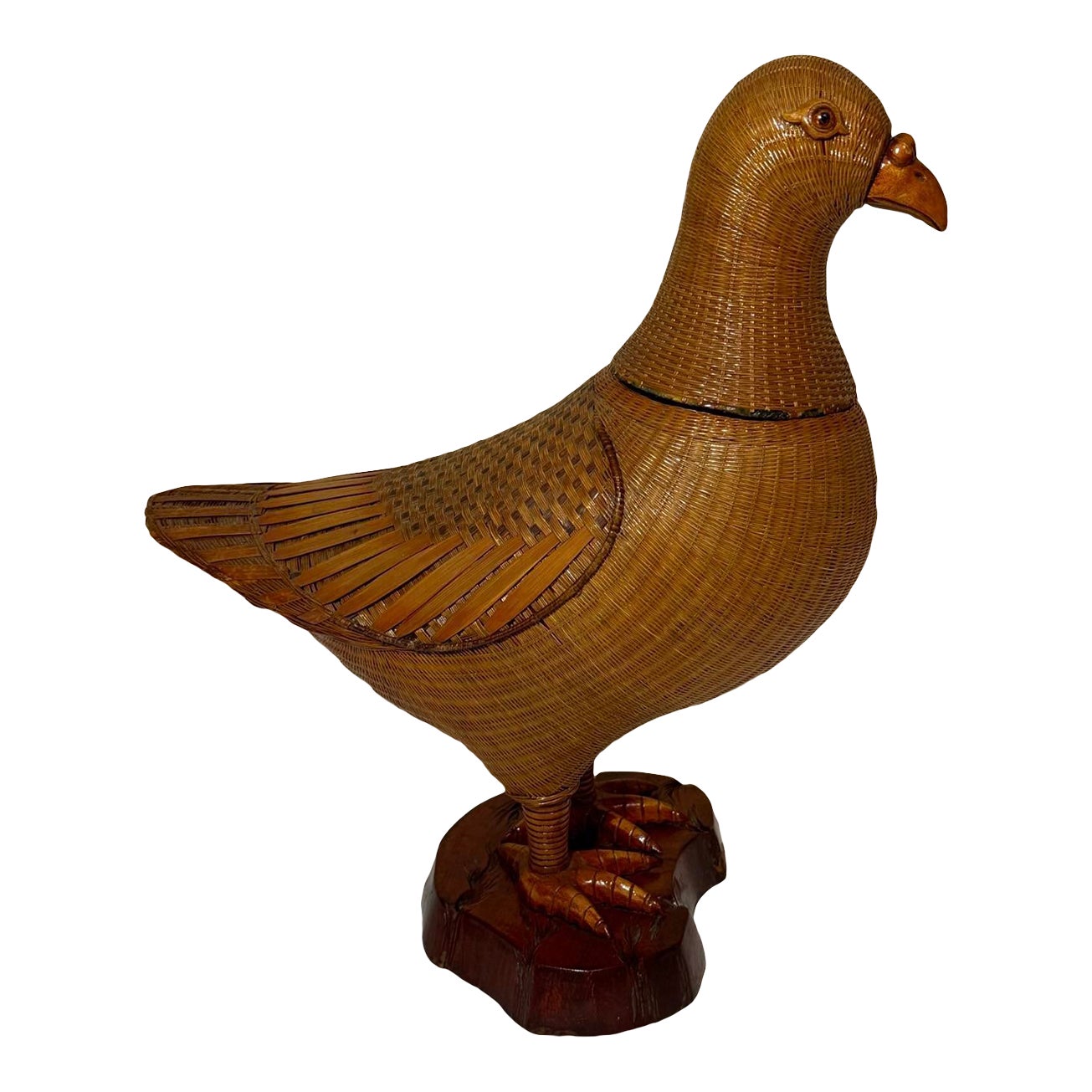 新品Vitaras Gedvilas /Wicker Bascketリトアニア製 Mid Century Shanghai Handicrafts Woven Wicker Rattan Bird