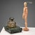 Green Alpine marble inkwell with faceted glass inkwell. Bronze rings, frame, and floral garland decoration. This piece is...