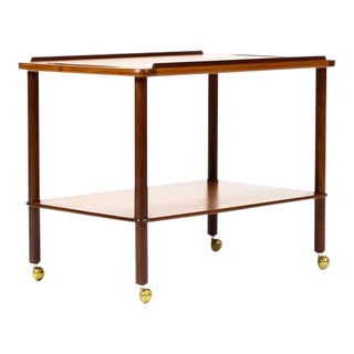 1960s Vintage Danish Modern Teak Bar Cart / Tea Service For Sale