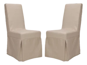 19''H Linen Slipcover Chair , Ecru & Cherry Mahogany - a Pair
