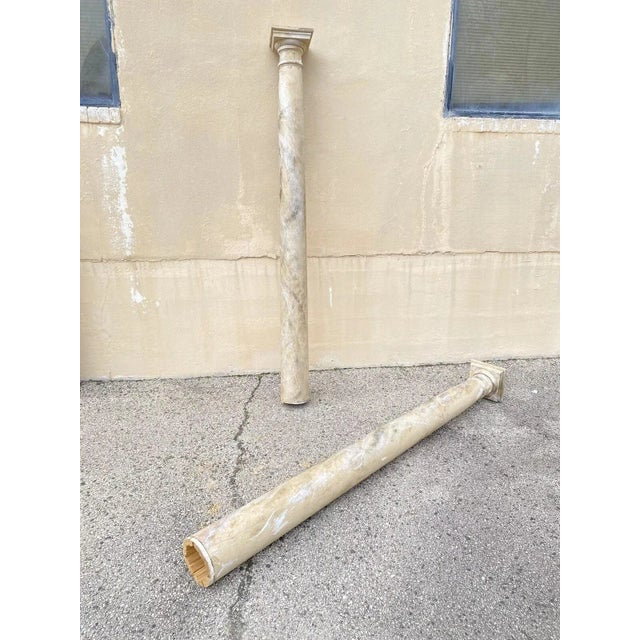 Vintage Reclaimed Salvage Wooden Faux Marble Painted Column Pair For Sale - Image 12 of 12