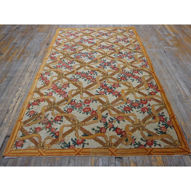 French 1770s Ivory Floral Antique French Aubusson Savonnerie Carpet 5'6"x8'10" Wool Rug For Sale - Image 3 of 8
