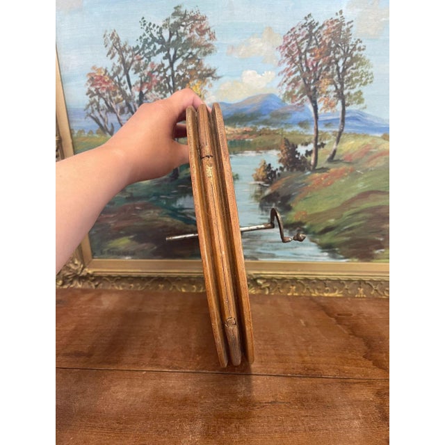 Brown Vintage Mid Century Modern Wooden Spinning Wheel For Sale - Image 8 of 8