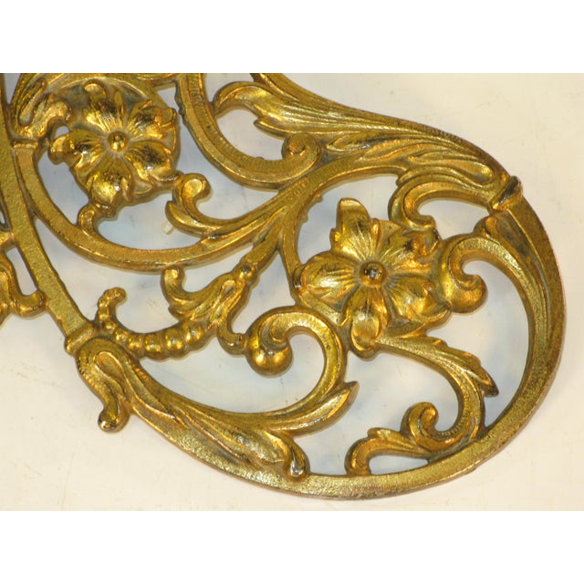 Late 19th Century Late 19th Century Beveled Glass Mirror Gold Gilt Pierced Antique Aesthetic Movement, Victorian Table Wall Gilded Cast Iron Reticulated For Sale - Image 5 of 15