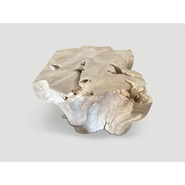Andrianna Shamaris Bleached Teak Wood Sculptural Coffee Table or Pedestal For Sale - Image 18 of 18