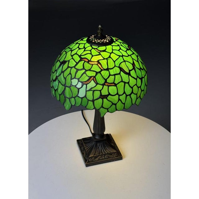 Green Table Lamp in the style of Tiffany For Sale - Image 12 of 15