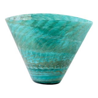 Aquamarine Italian Murano Glass Large Vase For Sale