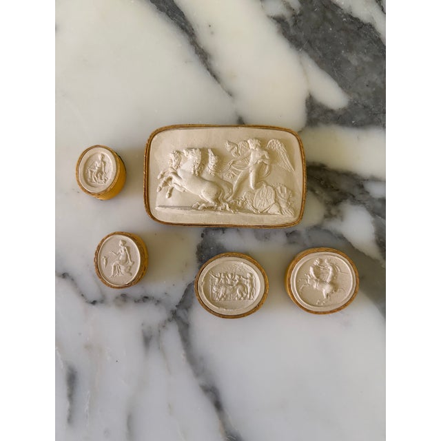 Grand Tour Antique Italian Grand Tour Plaster Intaglios - Set of 5 (Group #9) For Sale - Image 3 of 10