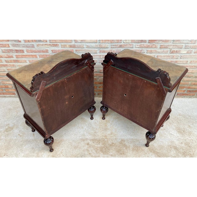 French Provincial Mid 20th Century Spanish Nightstands in Wood Set of 2 For Sale - Image 3 of 18