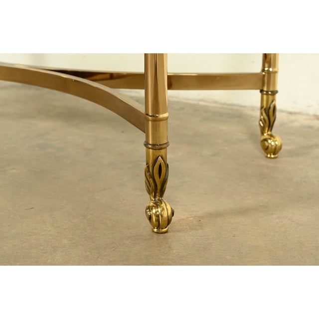 LaBarge Hollywood Regency Brass and Glass Cocktail Table, Circa 1960s For Sale - Image 9 of 11