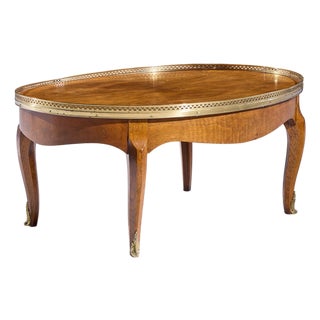Baker Furniture French Louis XV Mahogany and Brass Coffee Table For Sale