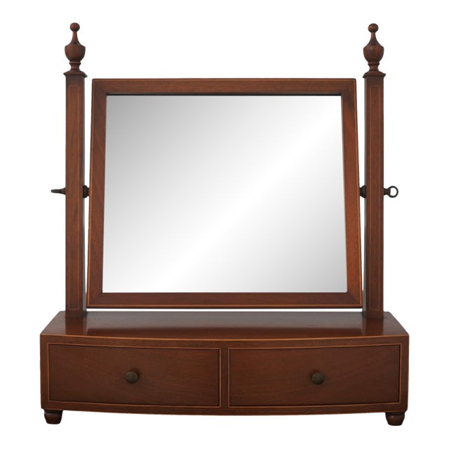 1960s Biggs Inlaid Mahogany 2 Drawer Dresser Shaving Mirror For Sale