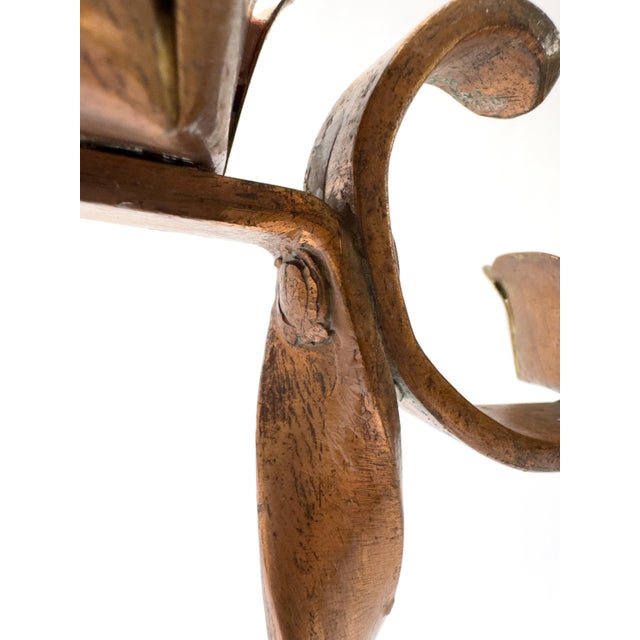 Antique Arts & Crafts Copper Double Pricket Candlestick, C. 1900–1930, Brutalist Style For Sale - Image 16 of 18