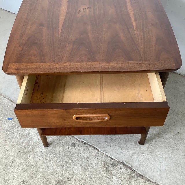 Late 20th Century Lane Perception Walnut End Table — Two-Tier, Single Drawer For Sale - Image 5 of 12