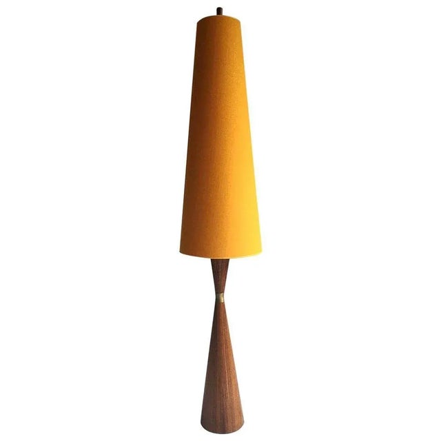 Copper Danish Diabolo Floor Lamp with Upholstered Lampshade, 1960s For Sale - Image 8 of 8