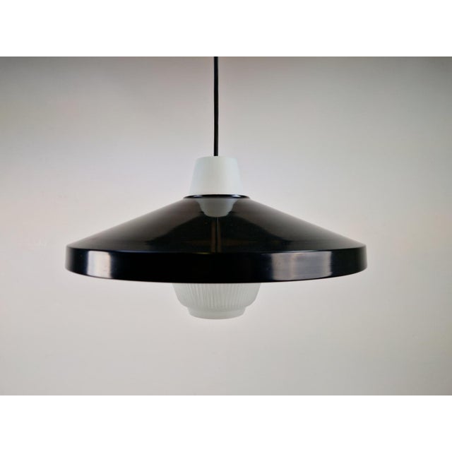 Opaline Glass Pendant Lamp attributed to Louis Kalff for Philips, 1960s For Sale - Image 3 of 12
